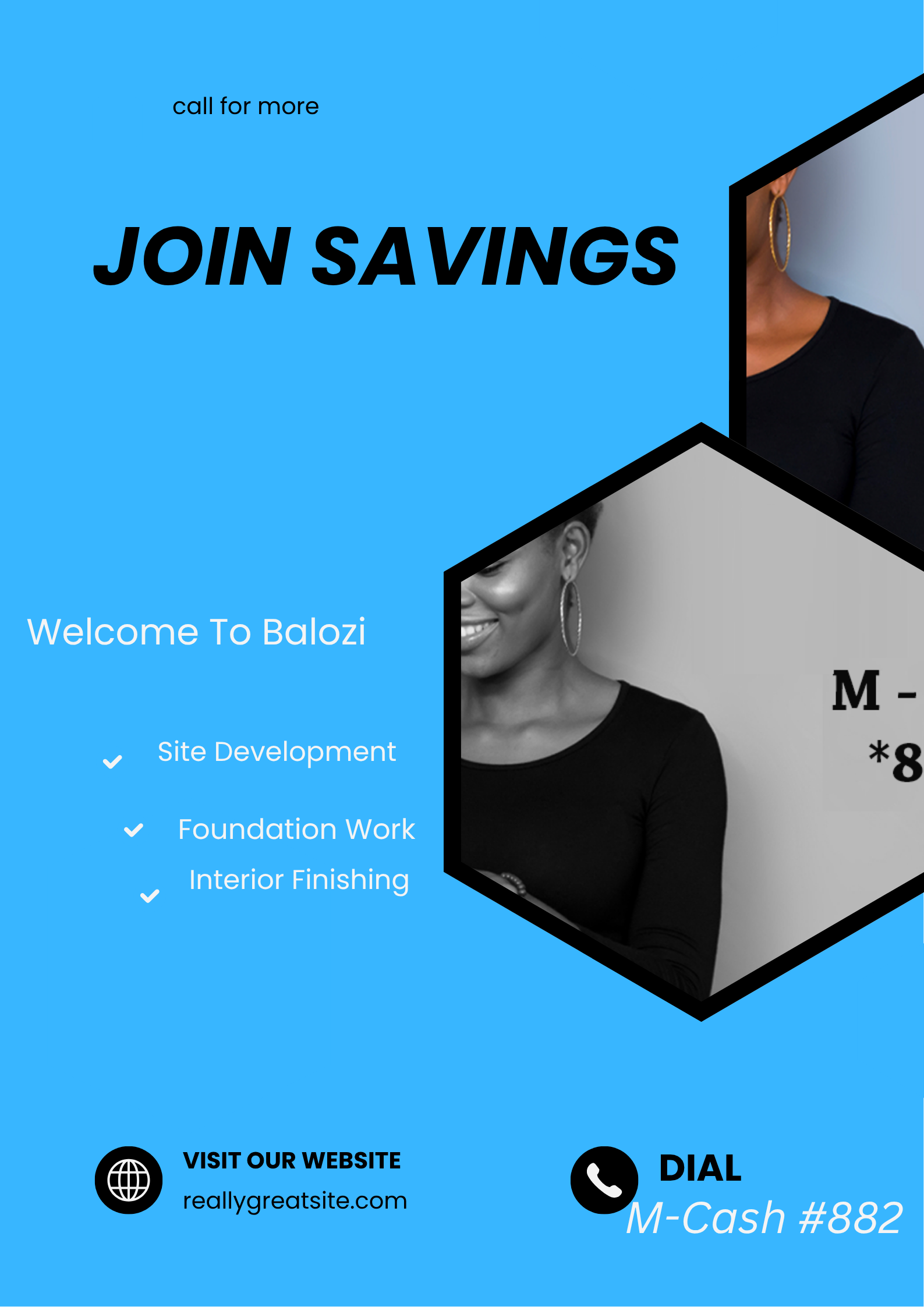 white black and yellow modern construction services poster